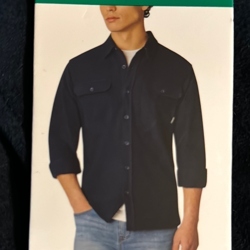 Eddie Bauer Navy Blue Double brushed chamois shirt Button-Up Shirt - XL